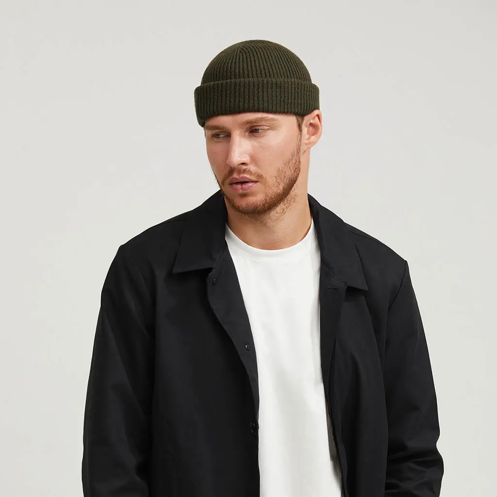 ARMY GREEN SHORT BEANIE - Image 4