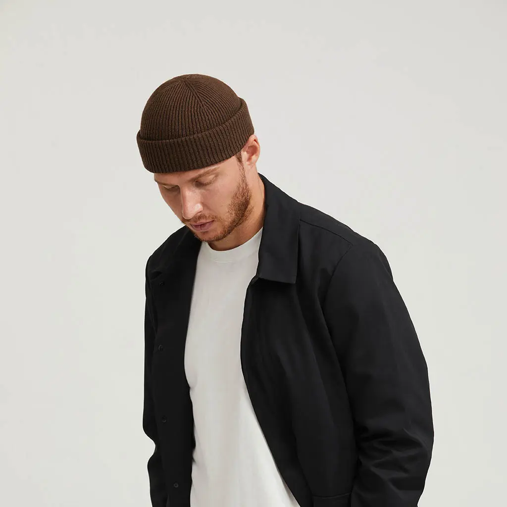 COFFEE BROWN SHORT BEANIE - Image 3