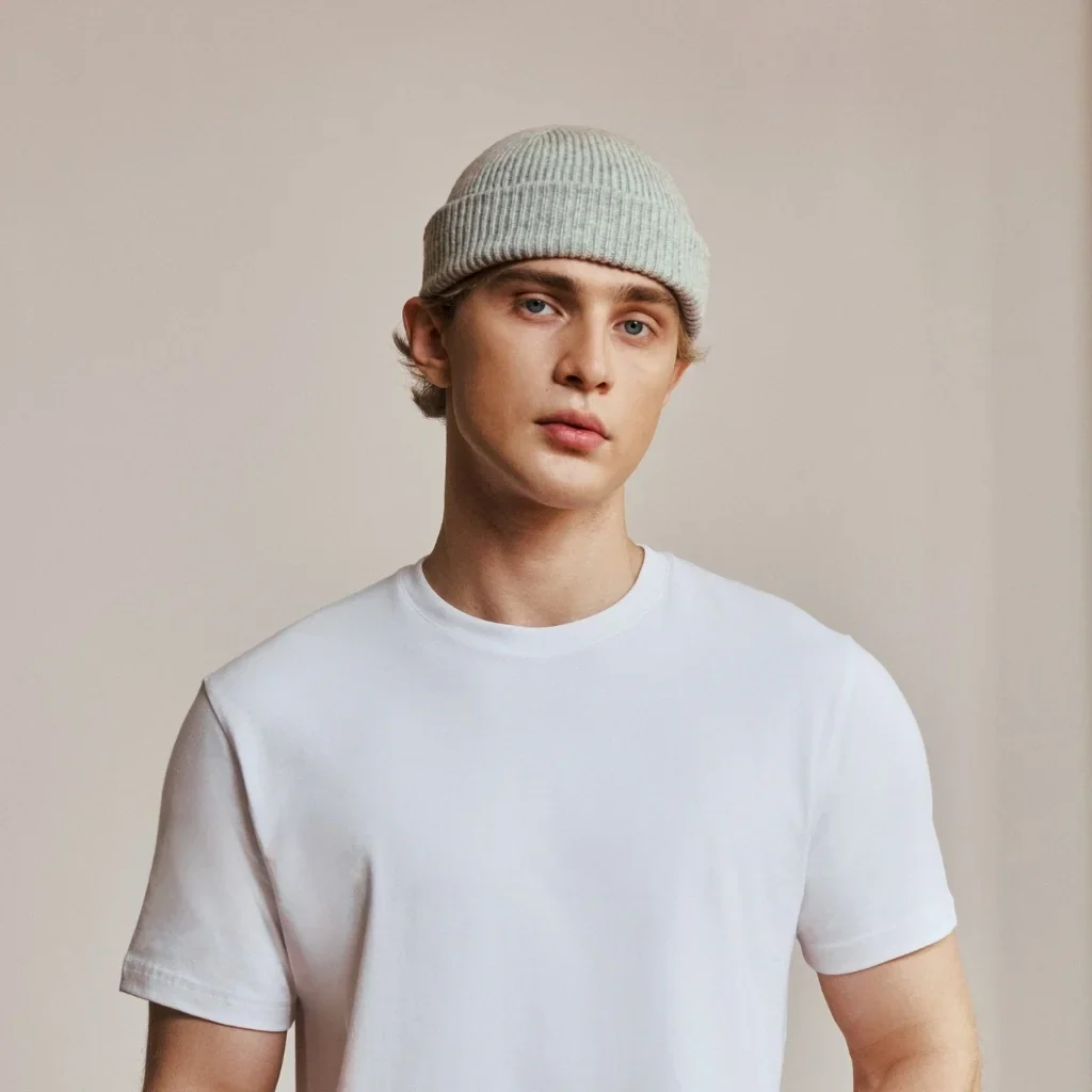 LIGHT GREY SHORT BEANIE - Image 6