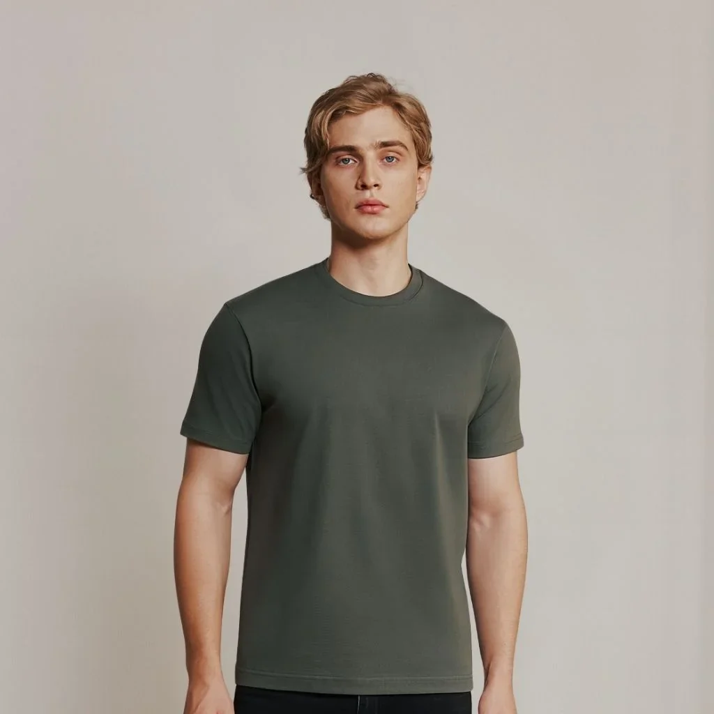 MILITARY GREEN LOOPWHEELED T-SHIRT - Image 3
